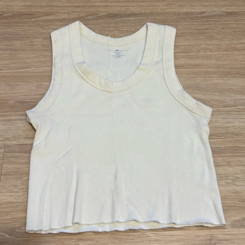 Brandy Melville Cream Ribbed Tank Top